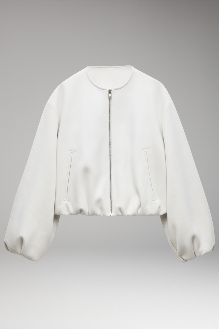 Women's Bomber Jacket Zipper Front Ribbed Cuffs - Vonnera