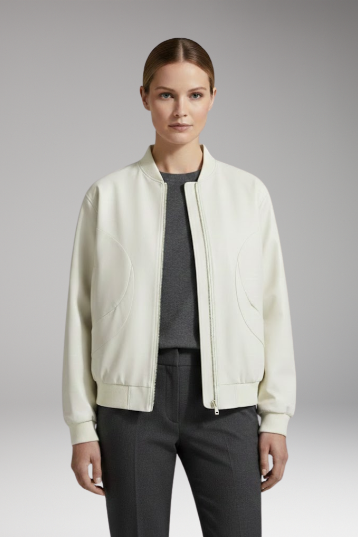 Women's Bomber Jacket Full Zip Elastic Cuffs