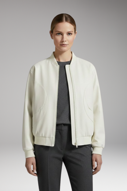 Women's Bomber Jacket Full Zip Elastic Cuffs
