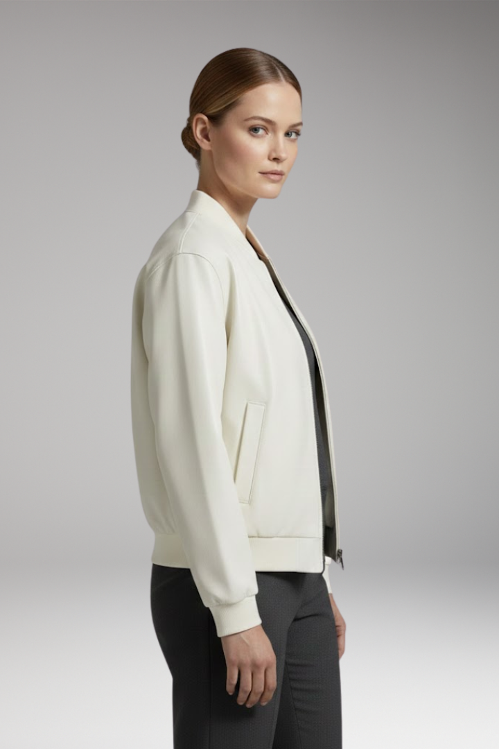 Women's Bomber Jacket Full Zip Elastic Cuffs