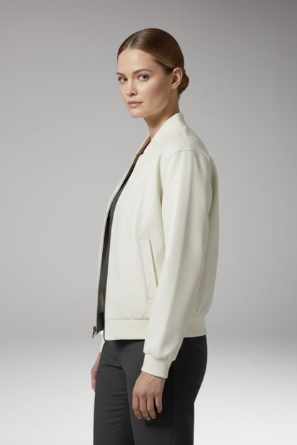 Women's Bomber Jacket Full Zip Elastic Cuffs
