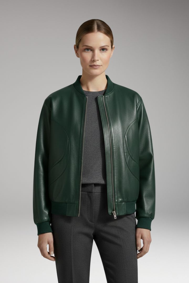 Women's Bomber Jacket Full Zip Elastic Cuffs