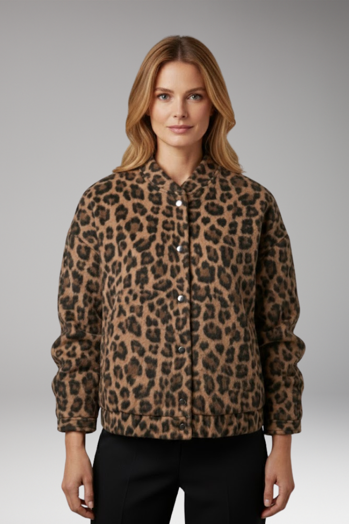 Women's Bomber Jacket Gathered Sleeves Front Zip