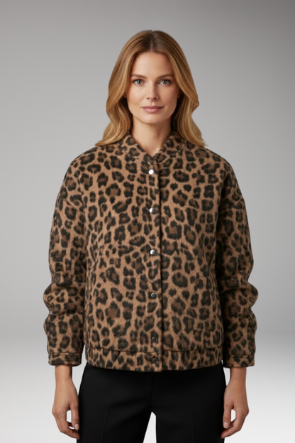 Women's Bomber Jacket Gathered Sleeves Front Zip