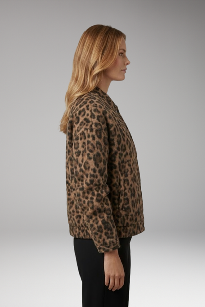 Women's Bomber Jacket Gathered Sleeves Front Zip
