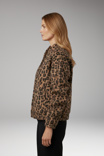 Women's Bomber Jacket Gathered Sleeves Front Zip