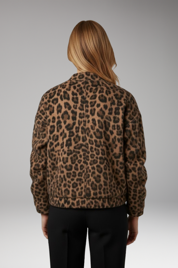 Women's Bomber Jacket Gathered Sleeves Front Zip