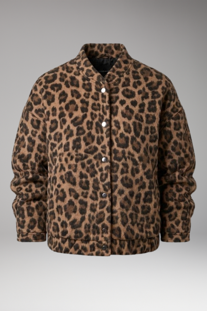 Women's Bomber Jacket Gathered Sleeves Front Zip - Vonnera