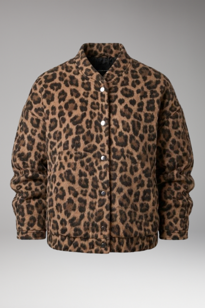 Women's Bomber Jacket Gathered Sleeves Front Zip - Vonnera