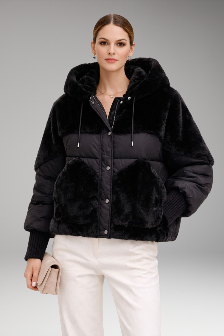Women's Bomber Jacket Hooded Zipper Closure