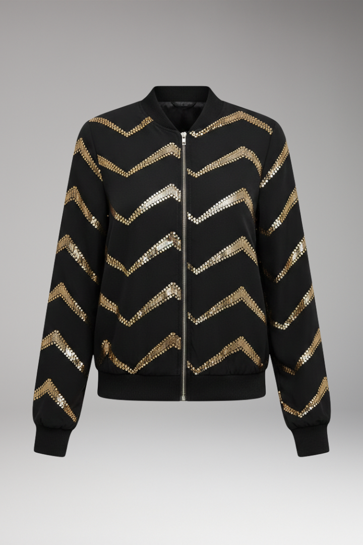 Women's Metallic Bomber Jacket Sporty Cut - Vonnera
