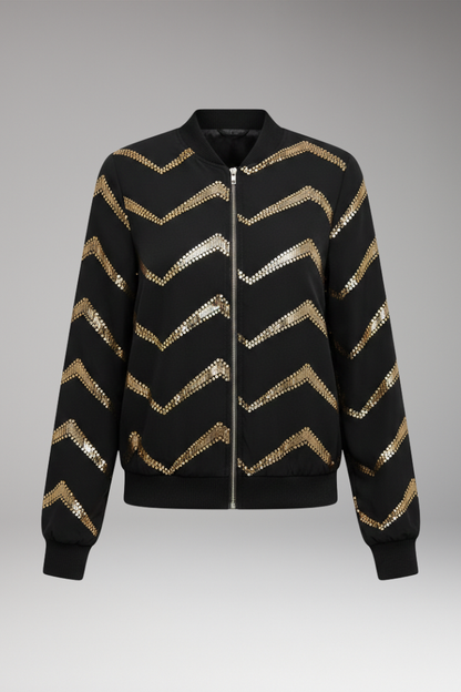 Women's Metallic Bomber Jacket Sporty Cut - Vonnera