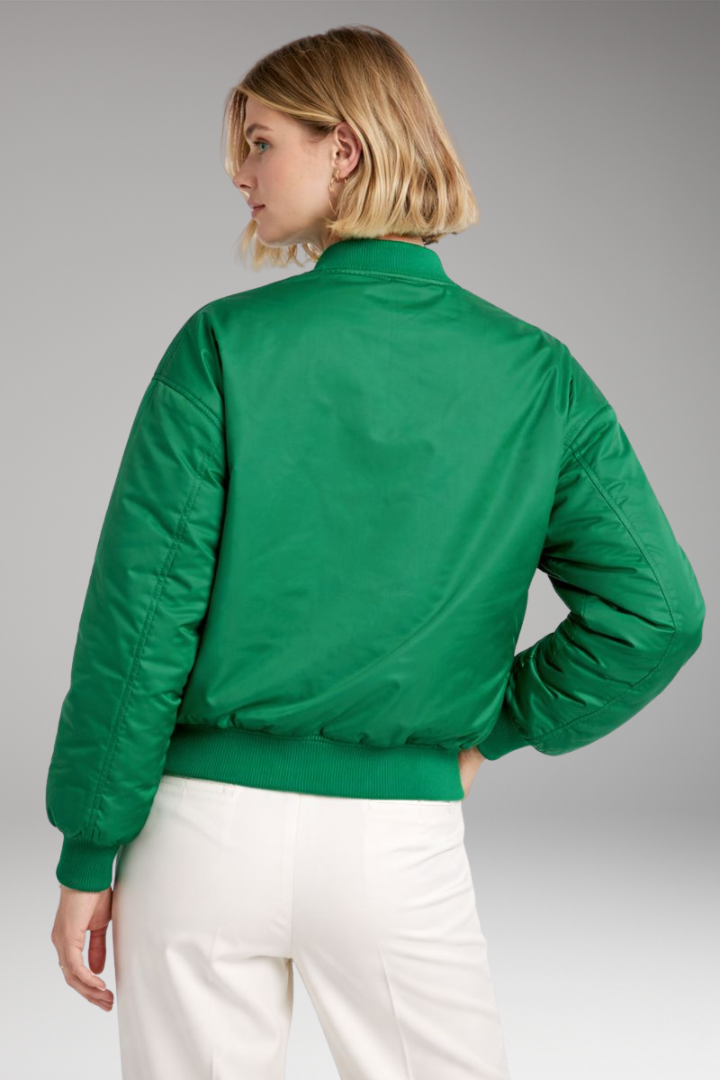 Women's Bomber Jacket Ribbed Zipper Black