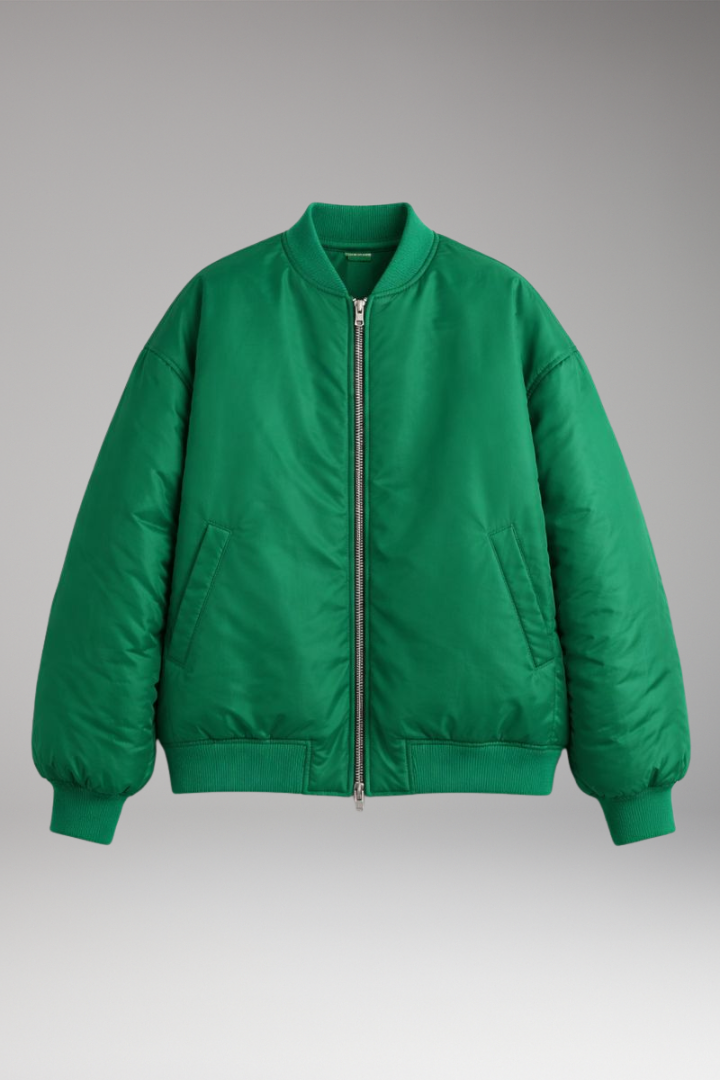 Women's Bomber Jacket Ribbed Zipper Black - Vonnera