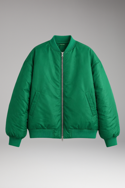 Women's Bomber Jacket Ribbed Zipper Black - Vonnera