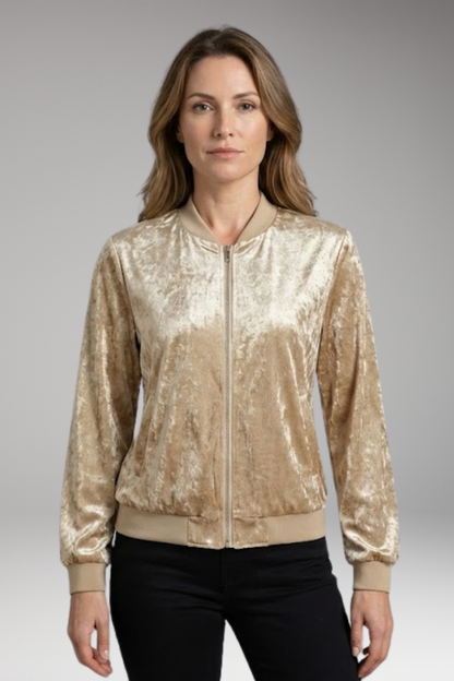 Women's Bomber Jacket Shiny Elastic Cuffs