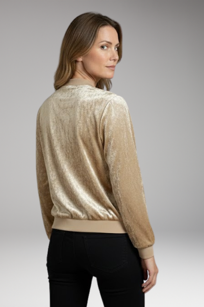 Women's Bomber Jacket Shiny Elastic Cuffs