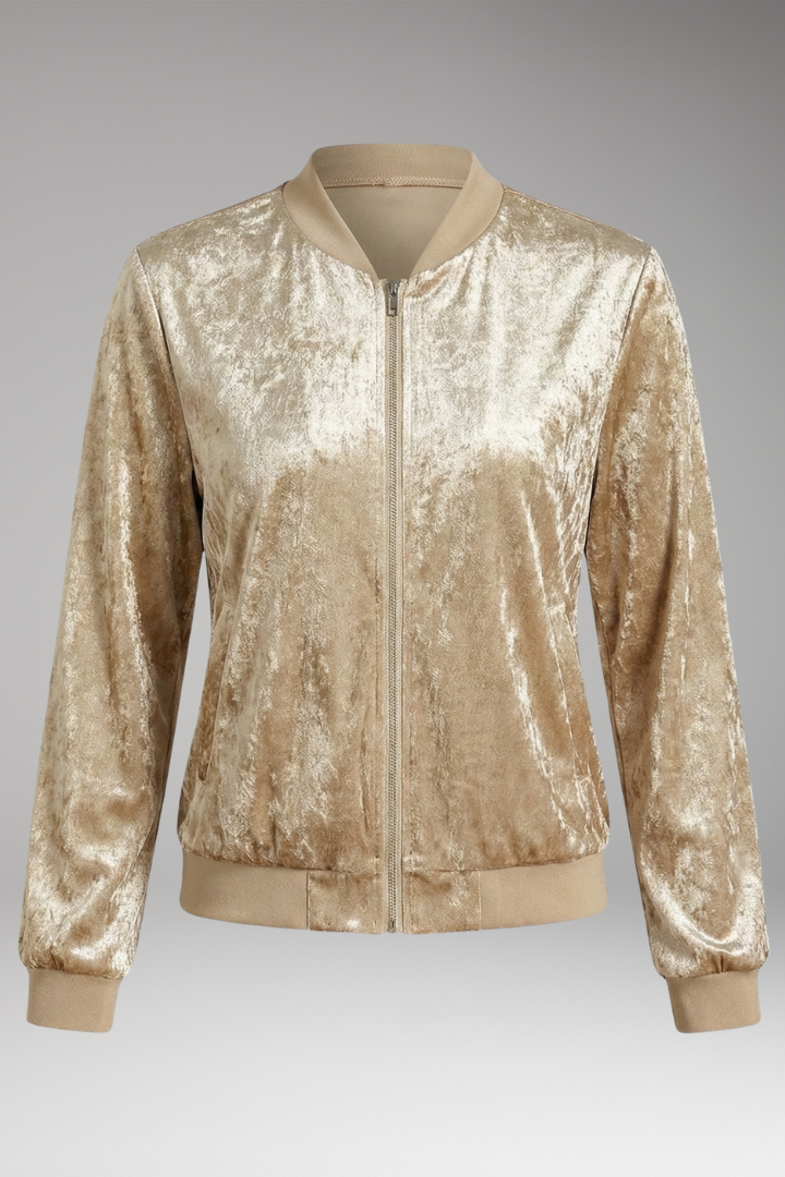 Women's Bomber Jacket Shiny Elastic Cuffs - Vonnera