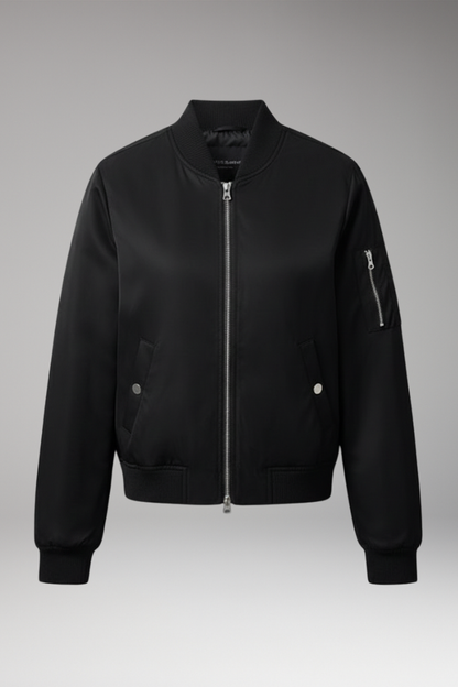 Women's Bomber Jacket Stand-Up Collar Practical Pockets - Vonnera