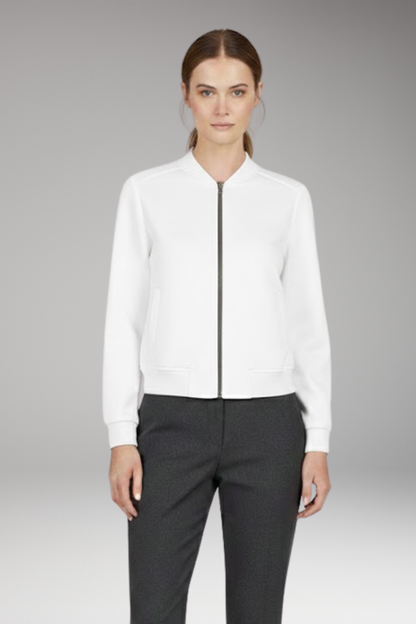 Women's Bomber Jacket Zip Closure Ribbed Black