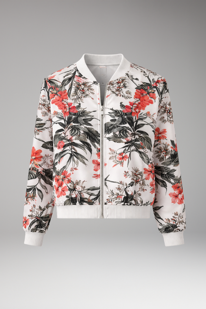 Women's Floral Bomber Jacket Zipper Closure - Vonnera