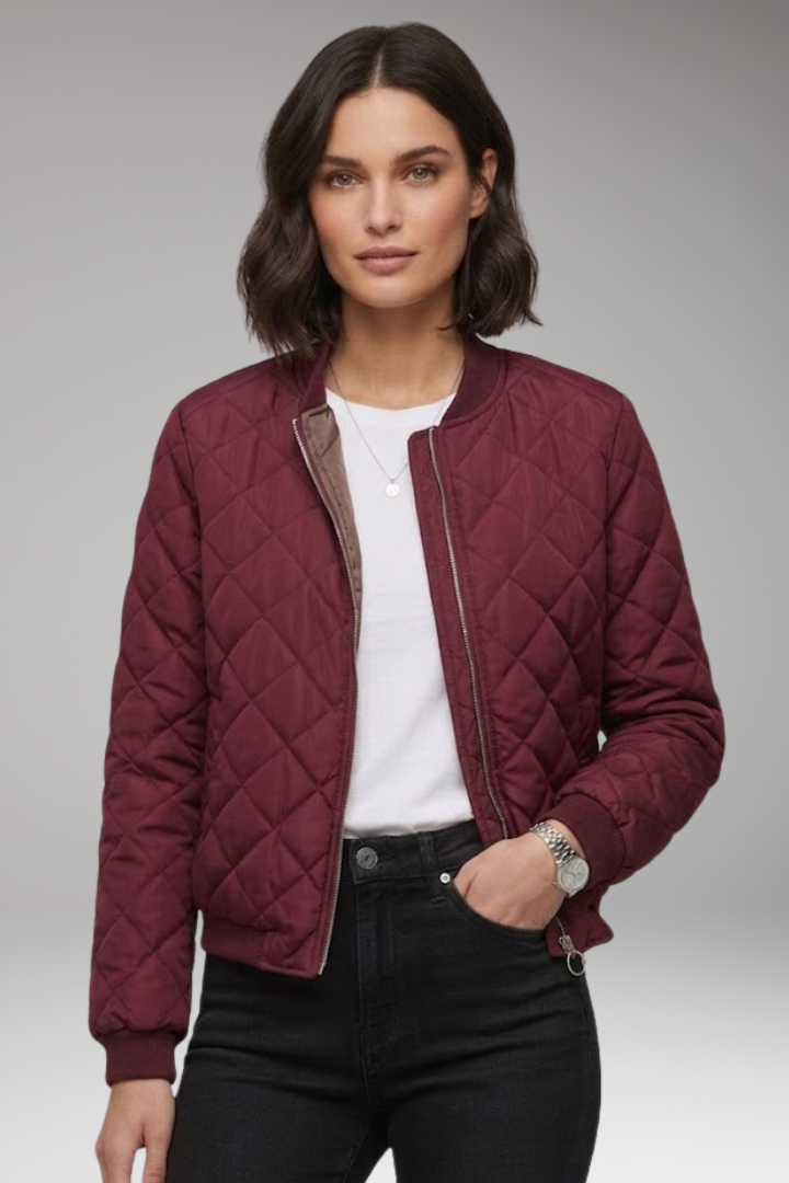 Women's Bomber Jacket Zipper Ribbed Black