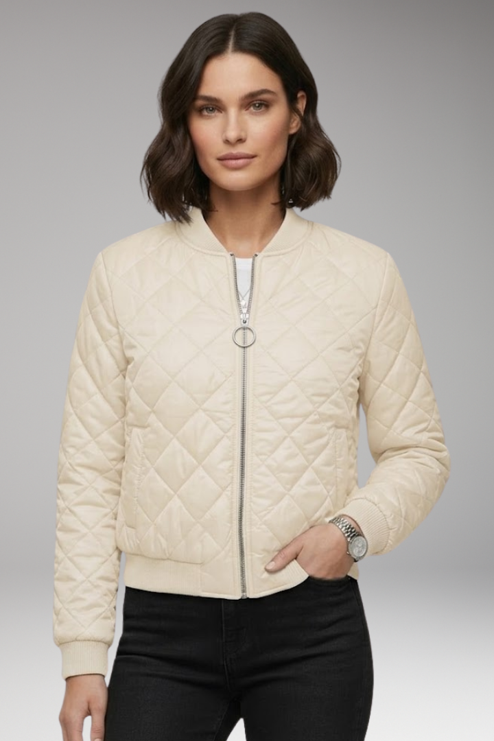 Women's Bomber Jacket Zipper Ribbed Black