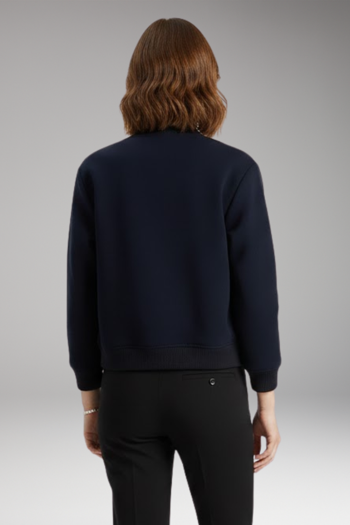 Women's Zipper Bomber Jacket Ribbed Waist