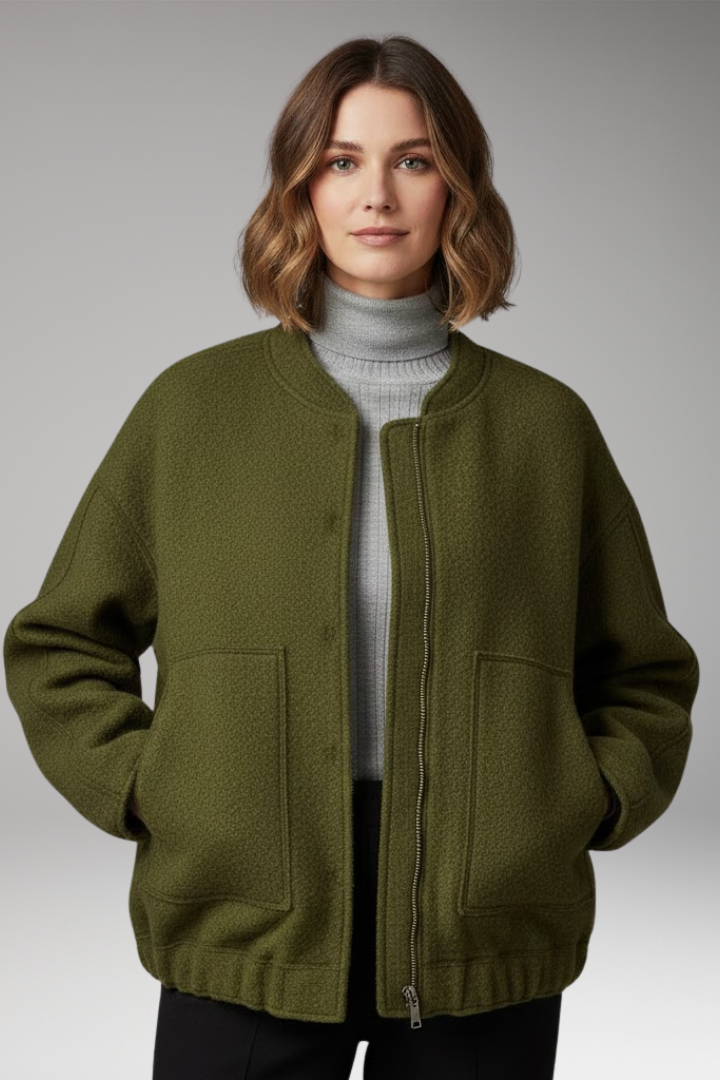 Women's Bomber Jacket Zipper Ribbed
