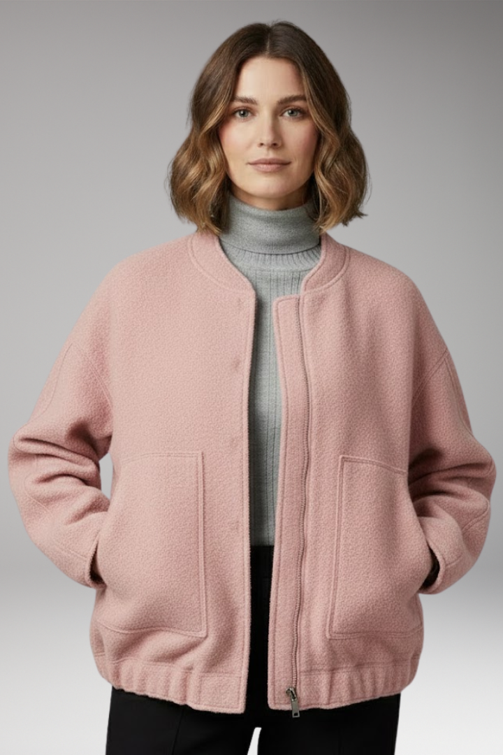 Women's Bomber Jacket Zipper Ribbed