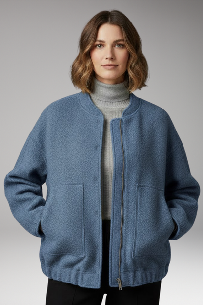 Women's Bomber Jacket Zipper Ribbed