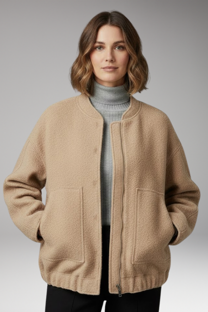 Women's Bomber Jacket Zipper Ribbed