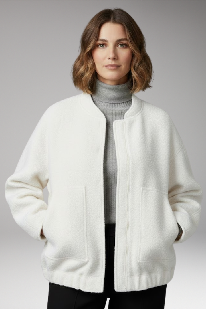 Women's Bomber Jacket Zipper Ribbed