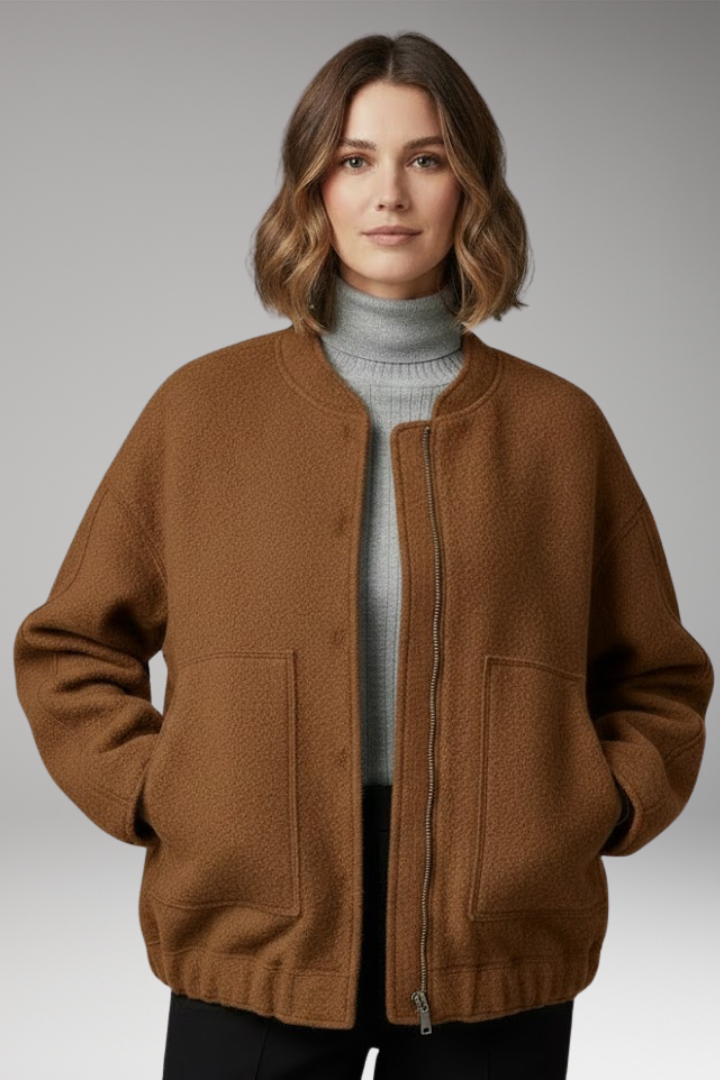 Women's Bomber Jacket Zipper Ribbed