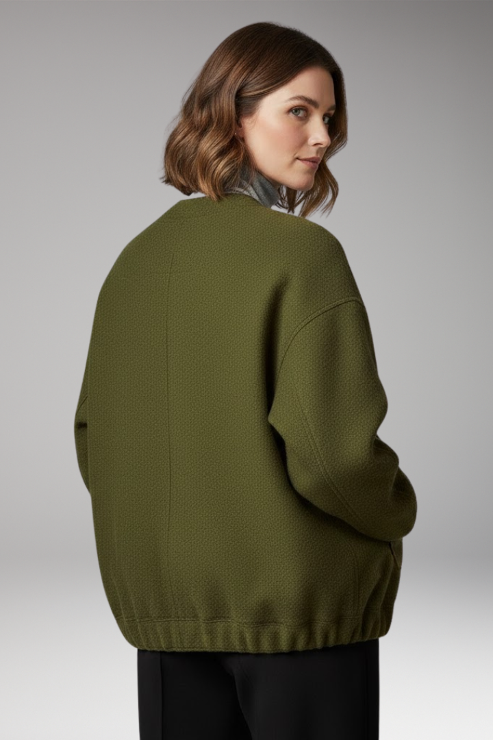 Women's Bomber Jacket Zipper Ribbed