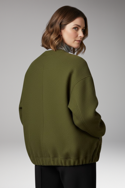 Women's Bomber Jacket Zipper Ribbed
