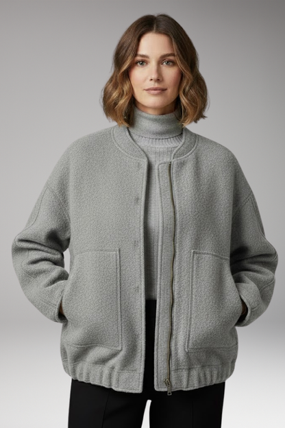 Women's Bomber Jacket Zipper Ribbed