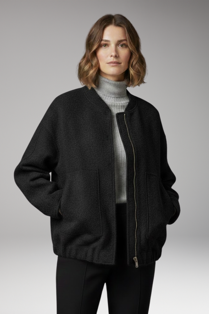 Women's Bomber Jacket Zipper Ribbed