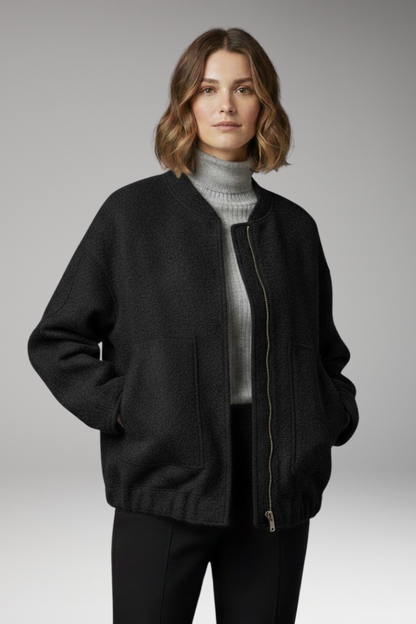 Women's Bomber Jacket Zipper Ribbed