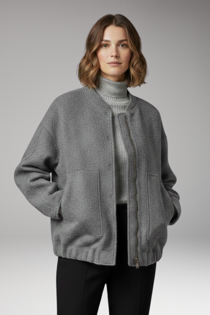 Women's Bomber Jacket Zipper Ribbed
