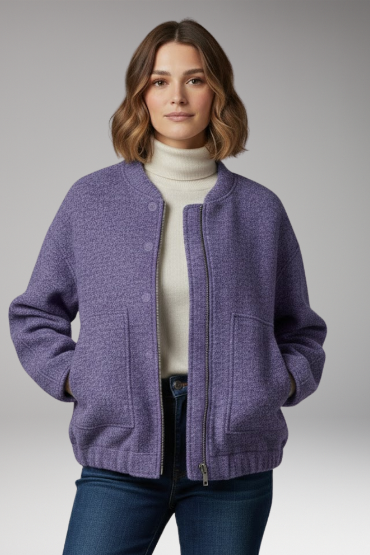 Women's Bomber Jacket Zipper Ribbed