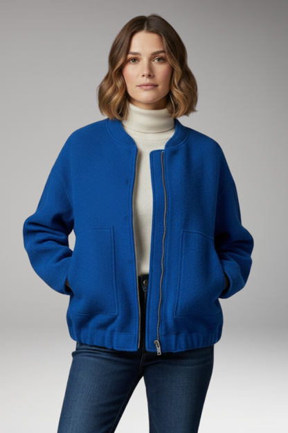 Women's Bomber Jacket Zipper Ribbed