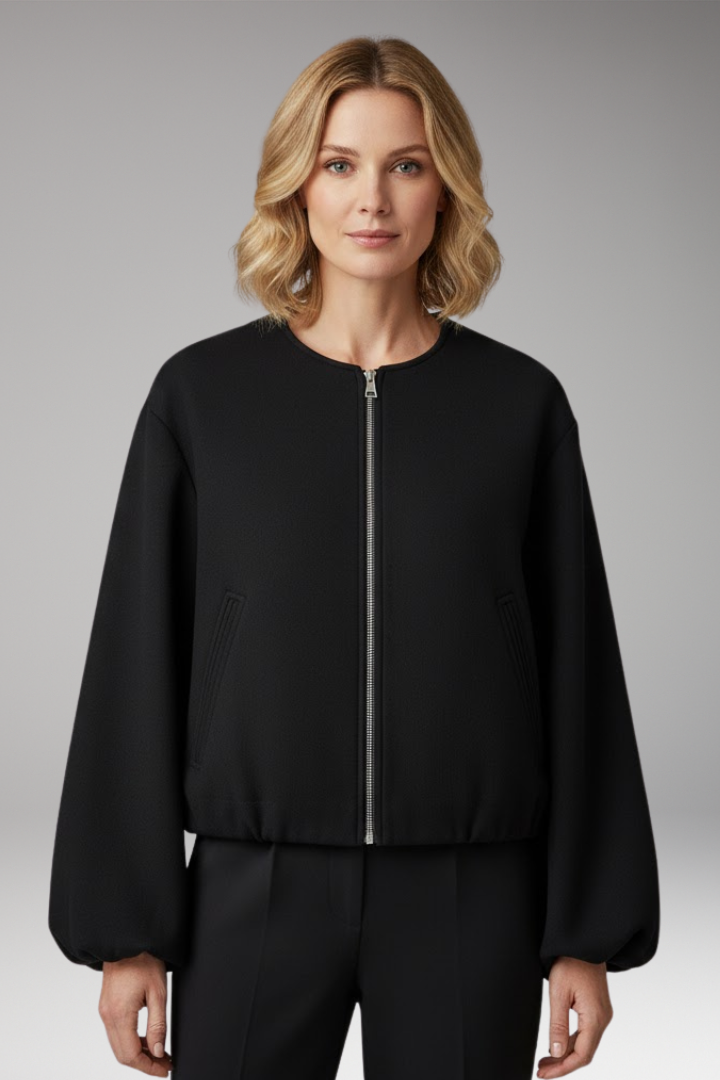 Women's Bomber Jacket Zipper Elastic Fit