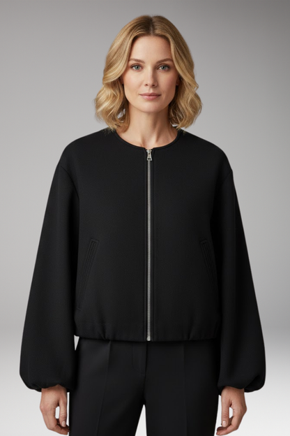 Women's Bomber Jacket Zipper Elastic Fit
