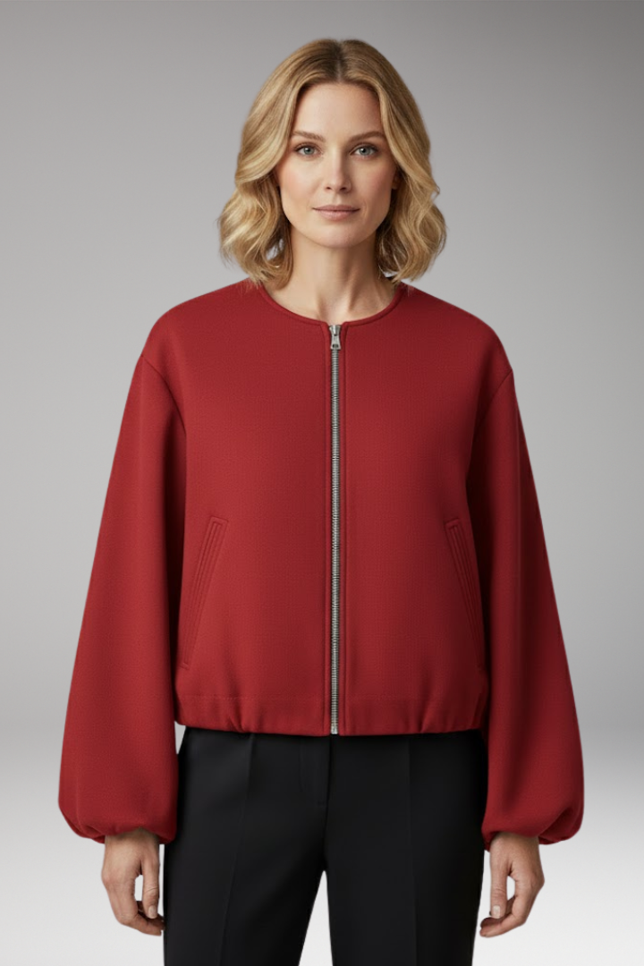 Women's Bomber Jacket Zipper Elastic Fit