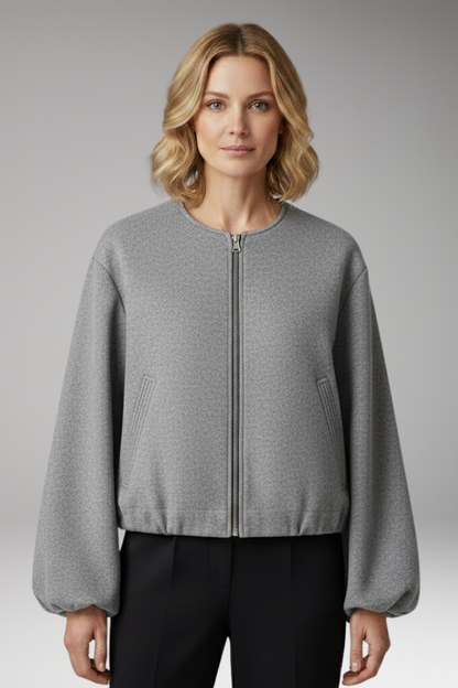 Women's Bomber Jacket Zipper Elastic Fit