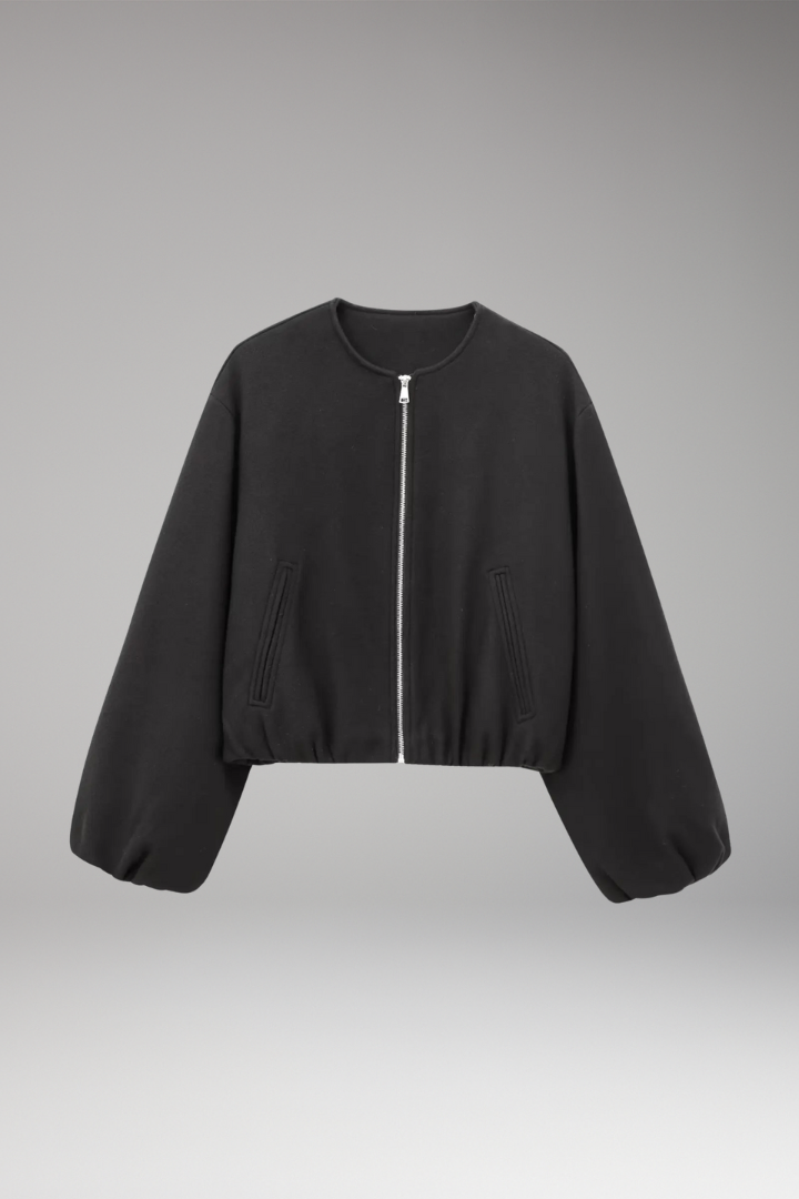 Women's Bomber Jacket Zipper Elastic Fit - Vonnera