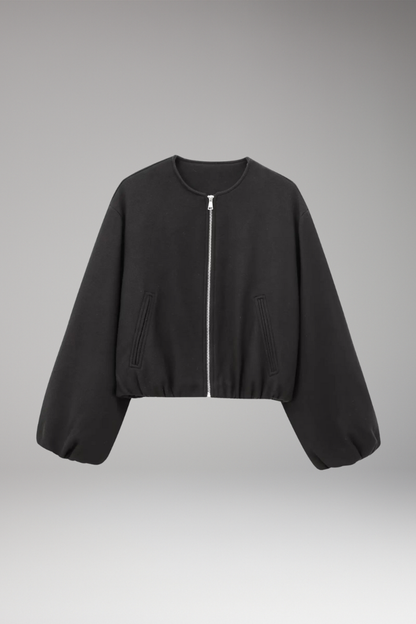 Women's Bomber Jacket Zipper Elastic Fit - Vonnera