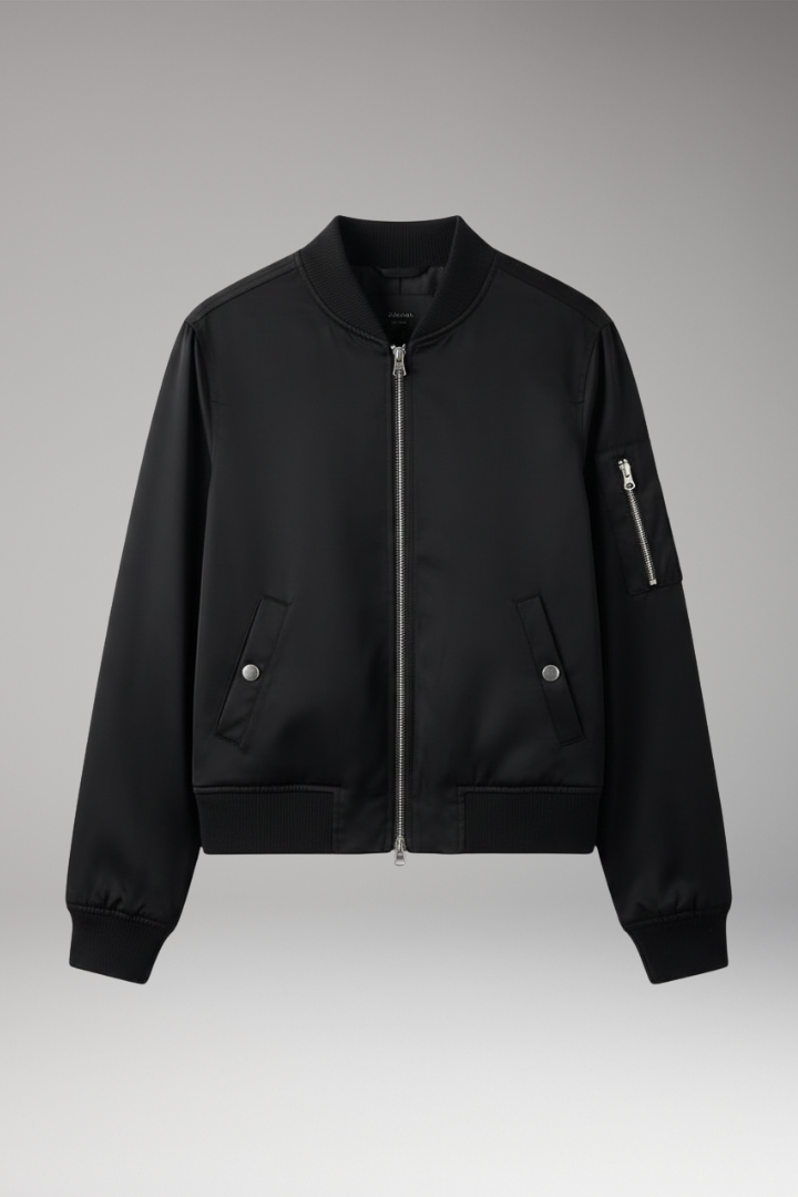 Women's Bomber Jacket Zipper Pockets - Vonnera