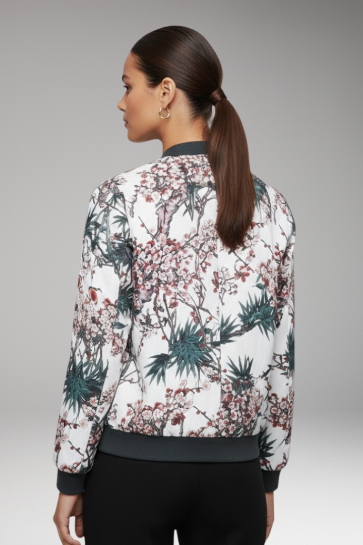 Women's Bomber Jacket Zipper Ribbed Cuffs